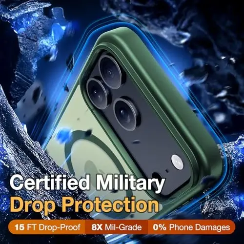 Yriklso 3 in 1 Strong Magnetic Case for iPhone 17 Pro,1X Screen Protector +1X Camera Lens, Protective Shockproof Cover,Phone Case for iPhone 17 Pro 6.3