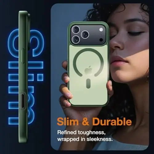 Yriklso 3 in 1 Strong Magnetic Case for iPhone 17 Pro,1X Screen Protector +1X Camera Lens, Protective Shockproof Cover,Phone Case for iPhone 17 Pro 6.3