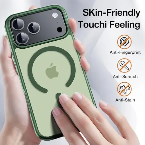 Yriklso 3 in 1 Strong Magnetic Case for iPhone 17 Pro,1X Screen Protector +1X Camera Lens, Protective Shockproof Cover,Phone Case for iPhone 17 Pro 6.3