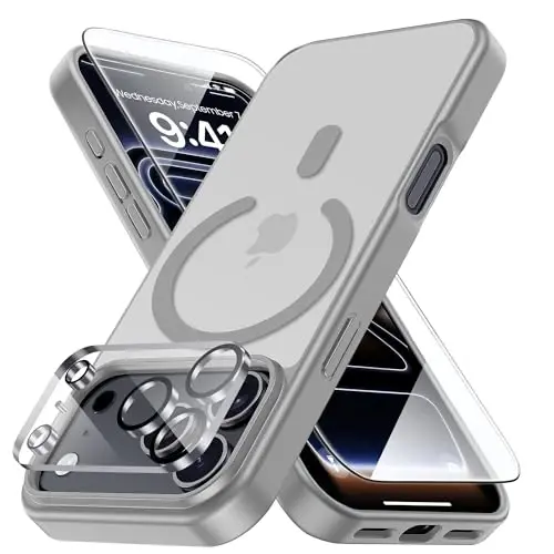 Yriklso 3 in 1 Strong Magnetic Case for iPhone 17 Pro,1X Screen Protector +1X Camera Lens, Protective Shockproof Cover,Phone Case for iPhone 17 Pro 6.3