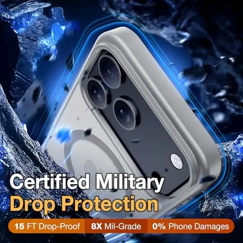 Yriklso 3 in 1 Strong Magnetic Case for iPhone 17 Pro,1X Screen Protector +1X Camera Lens, Protective Shockproof Cover,Phone Case for iPhone 17 Pro 6.3