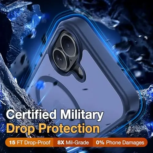 Yriklso 3 in 1 Strong Magnetic Case for iPhone 17,1X Screen Protector +1X Camera Lens, Protective Shockproof Cover,Phone Case for iPhone 17 6.3