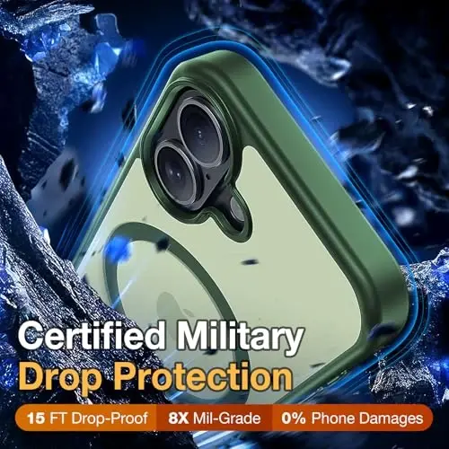 Yriklso 3 in 1 Strong Magnetic Case for iPhone 17,1X Screen Protector +1X Camera Lens, Protective Shockproof Cover,Phone Case for iPhone 17 6.3