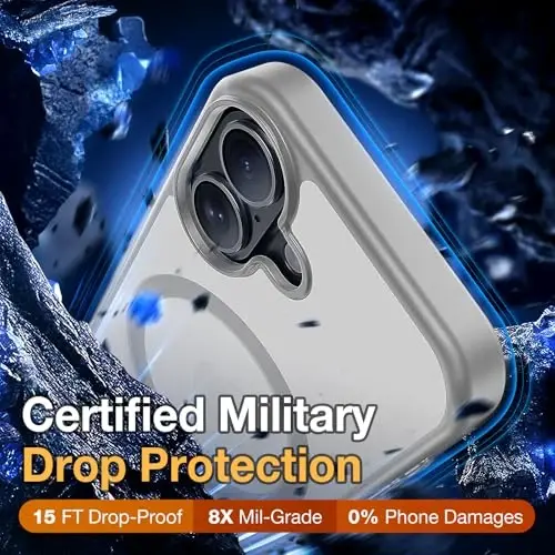 Yriklso 3 in 1 Strong Magnetic Case for iPhone 17,1X Screen Protector +1X Camera Lens, Protective Shockproof Cover,Phone Case for iPhone 17 6.3