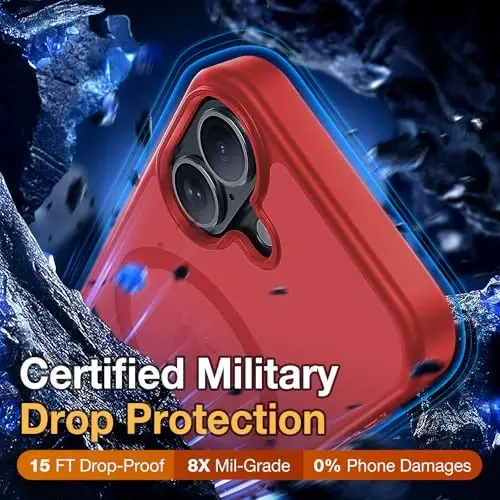 Yriklso 3 in 1 Strong Magnetic Case for iPhone 17,1X Screen Protector +1X Camera Lens, Protective Shockproof Cover,Phone Case for iPhone 17 6.3