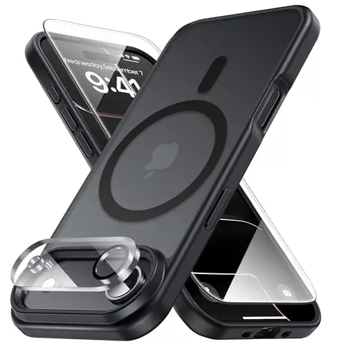 Yriklso 3 in 1 Strong Magnetic Case for iPhone Air,1X Screen Protector +1X Camera Lens, Protective Shockproof Cover,Phone Case for iPhone Air 6.5