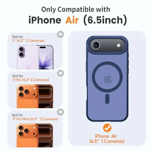 Yriklso 3 in 1 Strong Magnetic Case for iPhone Air,1X Screen Protector +1X Camera Lens, Protective Shockproof Cover,Phone Case for iPhone Air 6.5