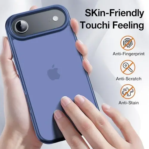 Yriklso 3 в 1 для чехла iPhone Air, 1 защитная пленка + 1 объектив камеры, ударопрочный чехол для iPhone Air, защита от падений военного класса, защитный жесткий задний тонкий полупрозрачный чехол, темно-синий - YRIKLSO (1)