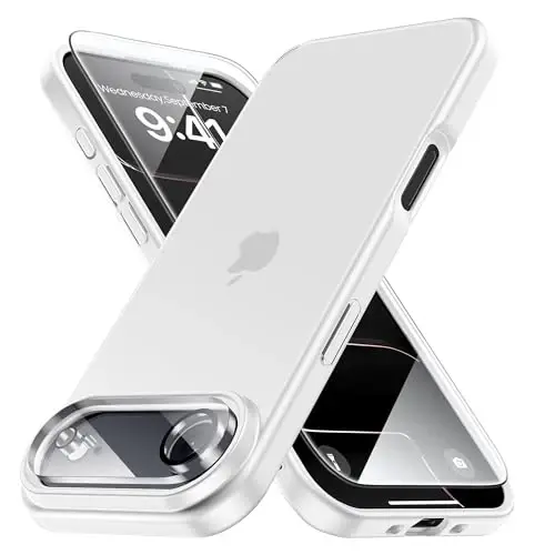 Yriklso 3 в 1 для чехла iPhone Air, 1X защитная пленка для экрана + 1X объектив камеры, ударопрочный для чехла iPhone Air, защита от падений военного уровня, защитный жесткий чехол с тонкой полупрозрачной задней панелью, белый - 1