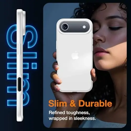 Yriklso 3 в 1 для чехла iPhone Air, 1X защитная пленка для экрана + 1X объектив камеры, ударопрочный для чехла iPhone Air, защита от падений военного уровня, защитный жесткий чехол с тонкой полупрозрачной задней панелью, белый - 4