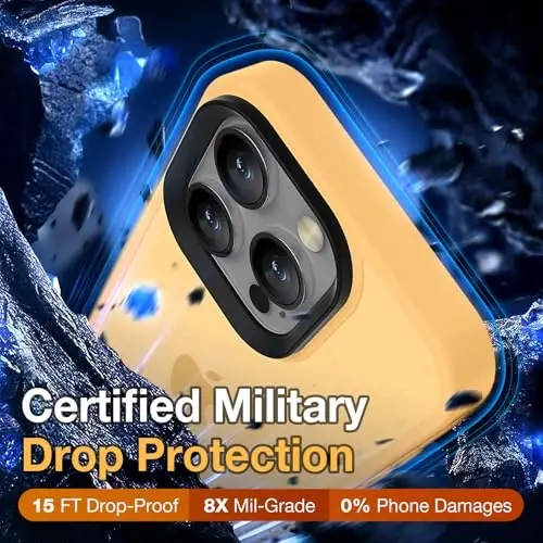 Yriklso для iPhone 16 Pro Max, противоударный чехол для iPhone 16 Pro Max, защита от падений военного класса, защитная жесткая тонкая полупрозрачная крышка, оранжевый - 3