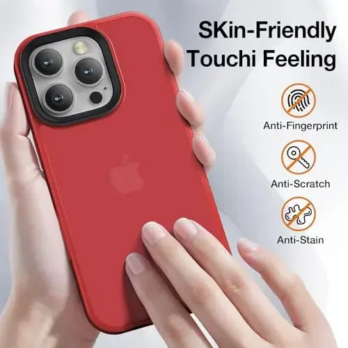 Yriklso для iPhone 16 Pro Max, противоударный чехол для iPhone 16 Pro Max, защита от падения военного класса, защитная жесткая тонкая полупрозрачная крышка, красный - 4