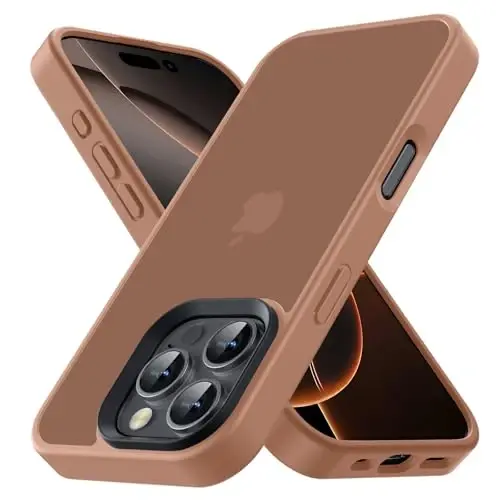 Yriklso для iPhone 16 Pro Max, противоударный чехол для iPhone 16 Pro Max, защита военного класса от падений, тонкая полупрозрачная защитная жесткая задняя крышка, коричневый - YRIKLSO