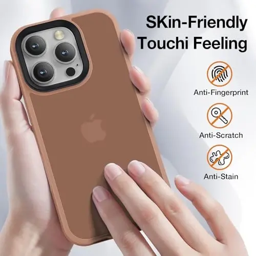 Yriklso для iPhone 16 Pro Max, противоударный чехол для iPhone 16 Pro Max, защита военного класса от падений, тонкая полупрозрачная защитная жесткая задняя крышка, коричневый - 4