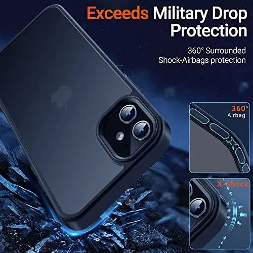 Yriklso for iPhone 11 G‘ilofi, iPhone 11 G‘ilofi uchun zarbga chidamli, Harbiy darajadagi tushishdan himoya qiluvchi, iPhone 11 6.1'' uchun himoya qattiq orqa yupqa yarim shaffof g‘ilof, Muzlagan qora - 3