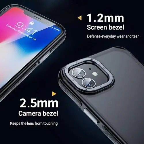 Yriklso for iPhone 11 Phone Case, Shockproof for iPhone 11 Case, Military Grade Drop Protection, Protective Hard Back Slim Translucent Case for iPhone 11 6.1