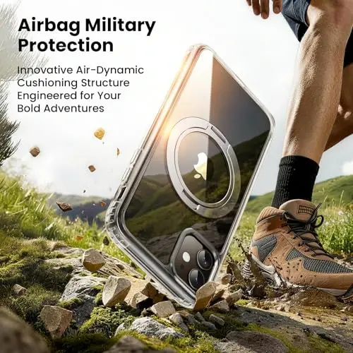 Yriklso Stand Case for iPhone 11 6.1 Inch, Compatible with MagSafe, Military Grade Drop Protection, Clear Shockproof Cover with Stand, Clear - 4