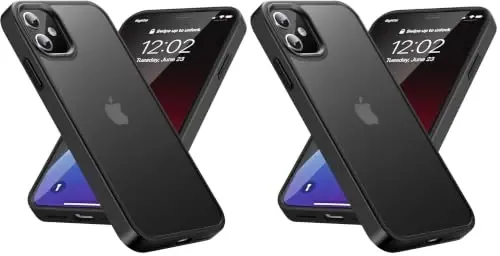 Yriklso for iPhone 11 Phone Case, Shockproof for iPhone 11 Case, Military Grade Drop Protection, Protective Hard Back Slim Translucent Case for iPhone 11 6.1'', Frosted Black (Pack of 2) - 1