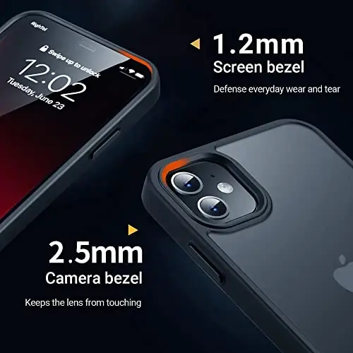 Yriklso for iPhone 11 Phone Case, Shockproof for iPhone 11 Case, Military Grade Drop Protection, Protective Hard Back Slim Translucent Case for iPhone 11 6.1'', Frosted Black (Pack of 2) - 4