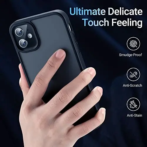 Yriklso for iPhone 11 Phone Case, Shockproof for iPhone 11 Case, Military Grade Drop Protection, Protective Hard Back Slim Translucent Case for iPhone 11 6.1'', Frosted Black (Pack of 2) - 5
