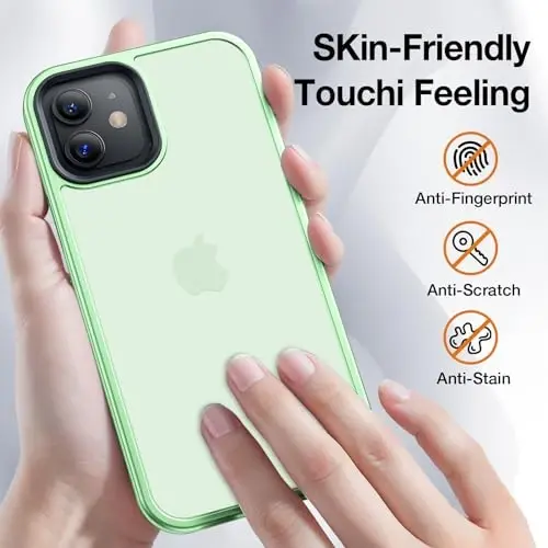Yriklso for iPhone 12 Phone Case, Shockproof for iPhone 12 Pro Case, Military Grade Drop Protection, Protective Hard Back Slim Translucent Case for iPhone 12/12Pro 6.1'', Pale Green - 4
