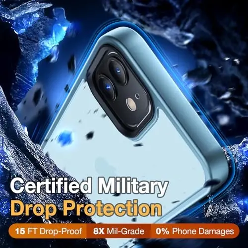 Yriklso for iPhone 12 Phone Case, Shockproof for iPhone 12 Pro Case, Military Grade Drop Protection, Protective Hard Back Slim Translucent Case, Sierra Blue - 3