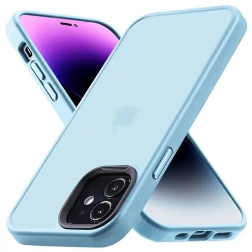 Yriklso for iPhone 12 Phone Case, Shockproof for iPhone 12 Pro Case, Military Grade Drop Protection, Protective Hard Back Slim Translucent Case, Sierra Blue 