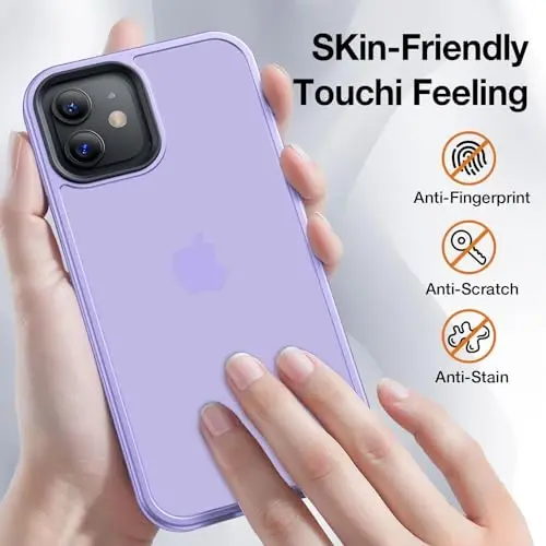 Yriklso for iPhone 12 Phone Case, Shockproof for iPhone 12 Pro Case, Military Grade Drop Protection, Protective Hard Back Slim Translucent, Clove Purple - 4