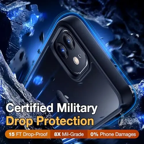 Yriklso for iPhone 12 Phone Case, Shockproof for iPhone 12 Pro Case, Military Grade Drop Protection, Protective Hard Back Slim Translucent, Frosted Black - 3