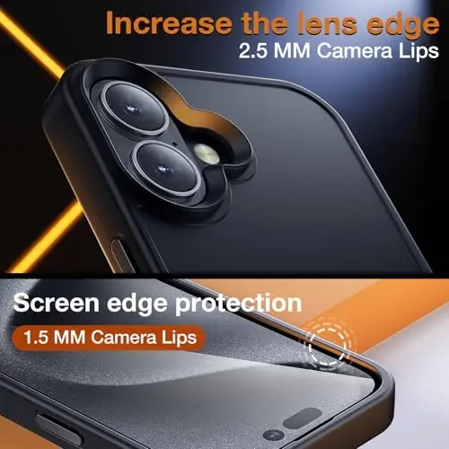 Yriklso for iPhone 16 Case, Shockproof for iPhone 16 Phone Case, Military Grade Drop Protection, Protective Hard Back Slim Cover, Black (Pack of 2) - 6