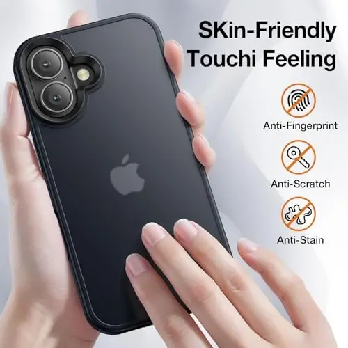 Yriklso for iPhone 16 Phone Case, Shockproof for iPhone 16 Case, Military Grade Drop Protection, Protective Hard Back Slim Translucent Case for iPhone 16-6.1'', Black - 4