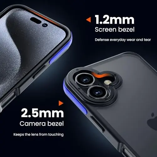 Yriklso for iPhone 16 Phone Case, Shockproof for iPhone 16 Case, Military Grade Drop Protection, Protective Hard Back Slim Translucent Case for iPhone 16-6.1