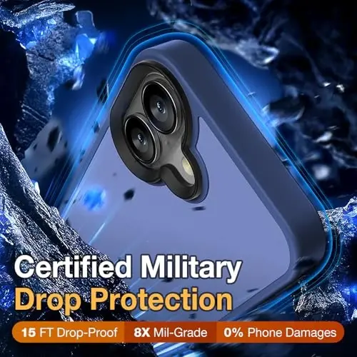 Yriklso for iPhone 16 Phone Case, Shockproof for iPhone 16 Case, Military Grade Drop Protection, Protective Hard Back Slim Translucent Case for iPhone 16-6.1'', Frosted Blue - 3