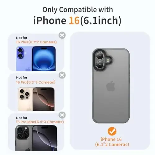 Yriklso for iPhone 16 Phone Case, Shockproof for iPhone 16 Case, Military Grade Drop Protection, Protective Hard Back Slim Translucent Case for iPhone 16-6.1'', Grey - YRIKLSO (1)