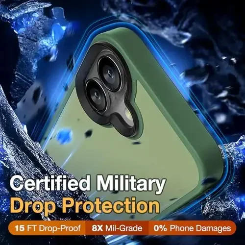 Yriklso for iPhone 16 Phone Case, Shockproof for iPhone 16 Case, Military Grade Drop Protection, Protective Hard Back Slim Translucent Case for iPhone 16-6.1'', Matte Green - 3