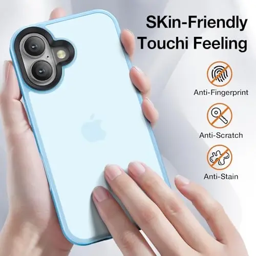 Yriklso for iPhone 16 Phone Case, Shockproof for iPhone 16 Case, Military Grade Drop Protection, Protective Hard Back Slim Translucent Case for iPhone 16-6.1'', Sierra Blue - 3