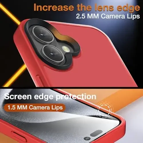 Yriklso for iPhone 16 Plus Phone Case, Shockproof for iPhone 16 Plus Case, Military Grade Drop Protection, Protective Hard Back Slim Translucent Case, Red - 6