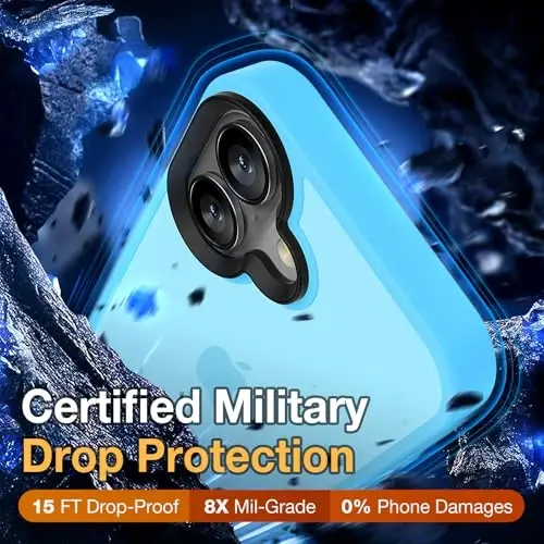 Yriklso for iPhone 16 Plus Phone Case, Shockproof for iPhone 16 Plus Case, Military Grade Drop Protection, Protective Hard Back Slim Translucent, Light Blue - 3