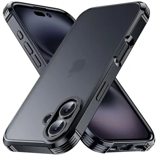 Yriklso for iPhone 16 Plus Phone Case, Shockproof for iPhone 16 Plus Case, Military Grade Drop Protection, Protective Hard Back Translucent Case, Black Bumper Case - 1