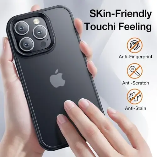 Yriklso for iPhone 16 Pro Case, Shockproof for iPhone 16 Pro Phone Case, Military Grade Drop Protection, Protective Hard Back Slim Translucent Cover，Black (Pack of 2) - 4