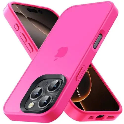 Yriklso for iPhone 16 Pro Max Phone Case, Shockproof for iPhone 16 Pro Max Case, Military Grade Drop Protection, Protective Hard Back Slim Translucent Cover, Hot Pink - YRIKLSO
