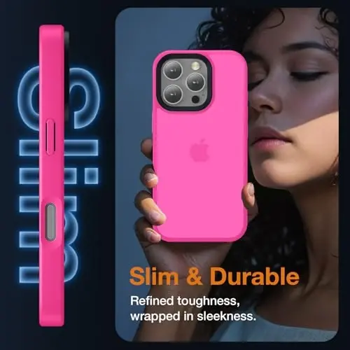 Yriklso for iPhone 16 Pro Max Phone Case, Shockproof for iPhone 16 Pro Max Case, Military Grade Drop Protection, Protective Hard Back Slim Translucent Cover, Hot Pink - 5