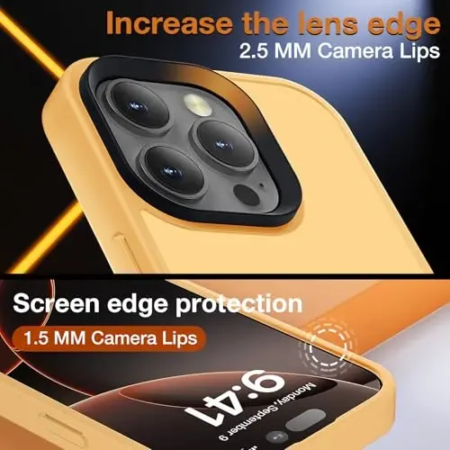 Yriklso for iPhone 16 Pro Max Phone Case, Shockproof for iPhone 16 Pro Max Case, Military Grade Drop Protection, Protective Hard Back Slim Translucent Cover, Orange - 6