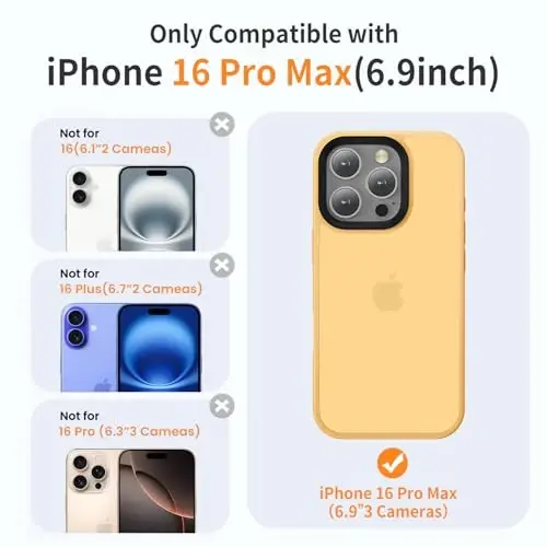 Yriklso for iPhone 16 Pro Max Phone Case, Shockproof for iPhone 16 Pro Max Case, Military Grade Drop Protection, Protective Hard Back Slim Translucent Cover, Orange - 2