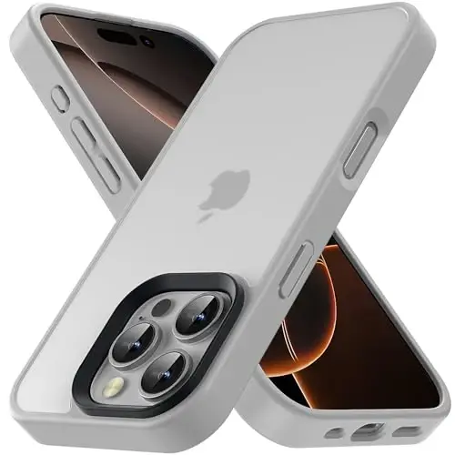 Yriklso for iPhone 16 Pro Max Phone Case, Shockproof for iPhone 16 Pro Max Case, Military Grade Drop Protection, Protective Hard Back Slim Translucent Cover,Grey 