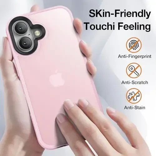 Yriklso for iPhone 16 Pro Max Phone Case, Shockproof for iPhone 16 Pro Max Case, Military Grade Drop Protection, Protective Hard Back Slim Translucent Cover,Matte Pink - 7