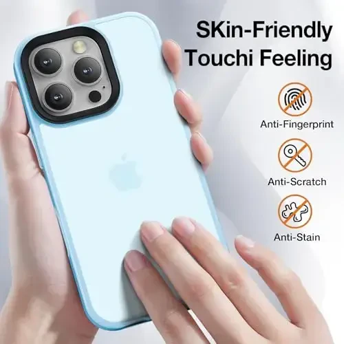 Yriklso for iPhone 16 Pro Max Phone Case, Shockproof for iPhone 16 Pro Max Case, Military Grade Drop Protection, Protective Hard Back Slim Translucent Cover,Sierra Blue - 4