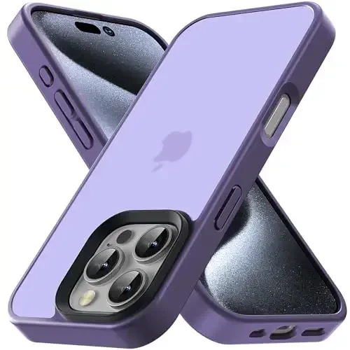 Yriklso for iPhone 16 Pro Phone Case, Shockproof for iPhone 16 Pro Case, Military Grade Drop Protection, Protective Hard Back Slim Translucent Case for iPhone 16 Pro 6.3'', Frosted Purple - YRIKLSO