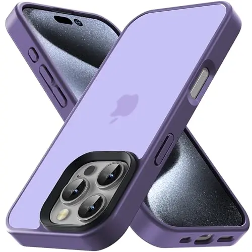 Yriklso for iPhone 16 Pro Phone Case, Shockproof for iPhone 16 Pro Case, Military Grade Drop Protection, Protective Hard Back Slim Translucent Case for iPhone 16 Pro 6.3'', Frosted Purple - 1