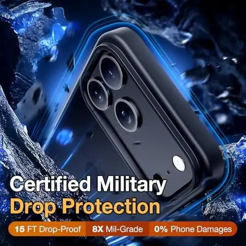 Yriklso for iPhone 17 Pro Max Phone Case,1X Screen Protector +1X Camera Lens,Shockproof for iPhone 17 Pro Max Case, Military Grade Drop Protection, Protective Hard Back Slim Translucent Cover,Black - 4